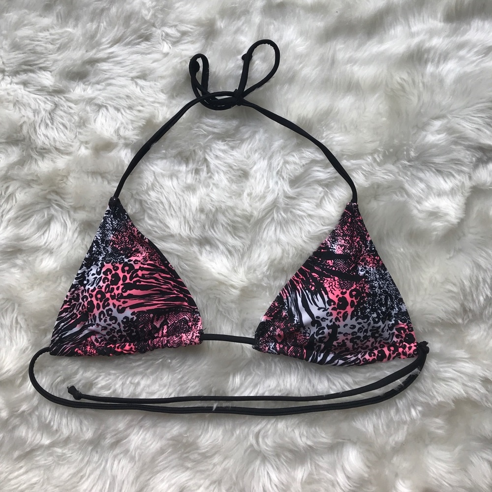 Pink Cheetah String Bikini Top